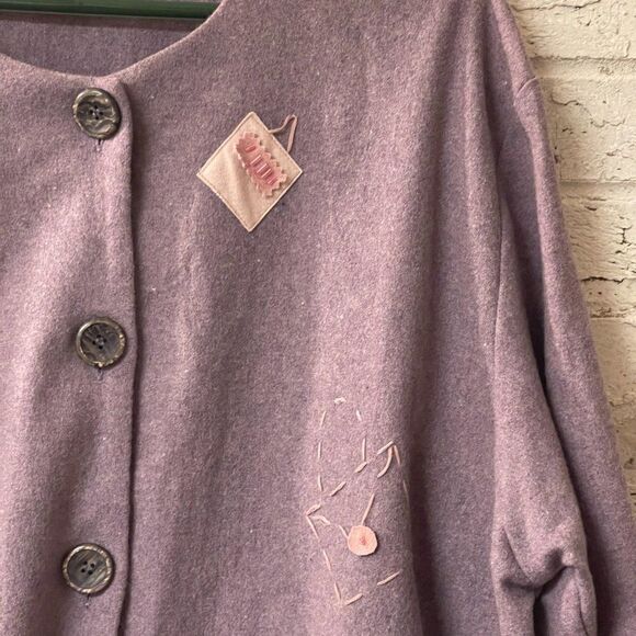Vintage David Dart Knitware Purple Wool Blend Blazer XL - Picture 3 of 12